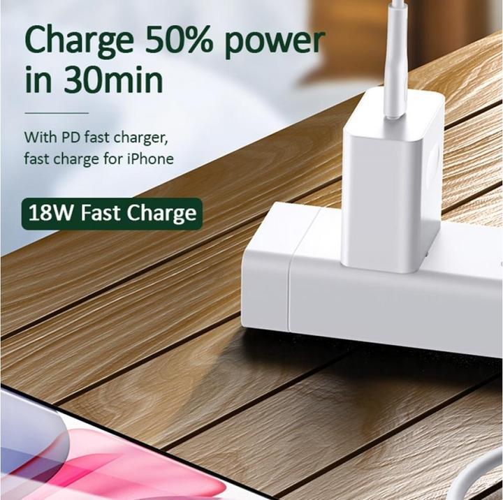 Actual product image Usams U43 USB-C to lightning fast charging cable 30W, White (1.20 m, USB 3.2 Gen 1, 30 W)