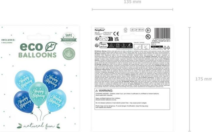 Actual product image Partydeco Latex balloons - Happy Birthday Blue (5pcs.)