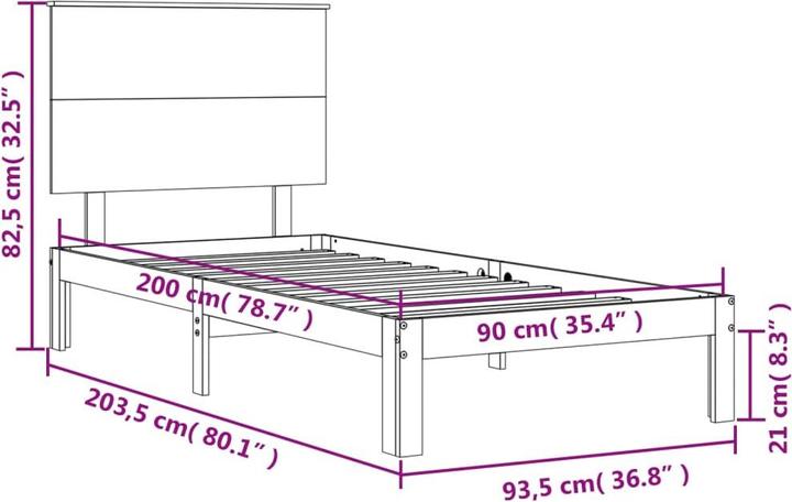 Produktbild VidaXL Massivholzbett mit Kopfteil Weiss 5FT King Size (150 x 200 cm)