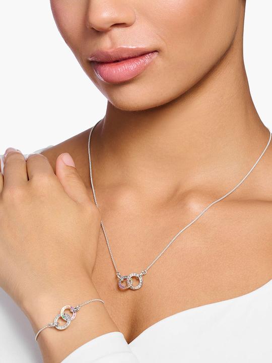 Image du produit Thomas Sabo Collier Together avec deux anneaux de pierres colorées Argent noirci (Argent 925, 50 - 55 cm)