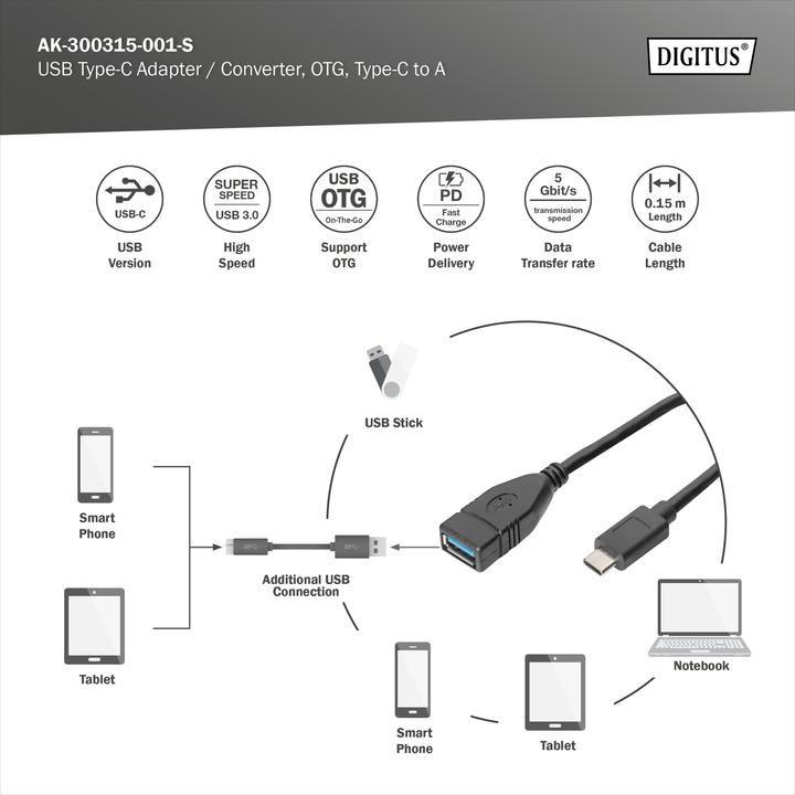 Produktbild Digitus AK-300315-001-S (0.15 m, USB 3.0, USB 3.1)