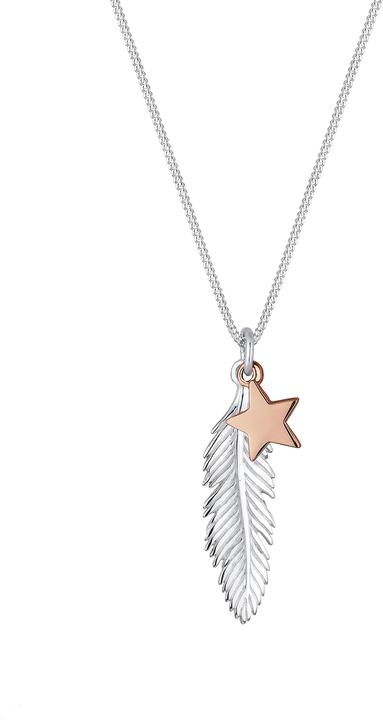 Elli Bi Color Tri Color, Boho, Feder, Multipendants, Sterne (No stone, 925 Sterling Silber Rosegold, 45 cm)