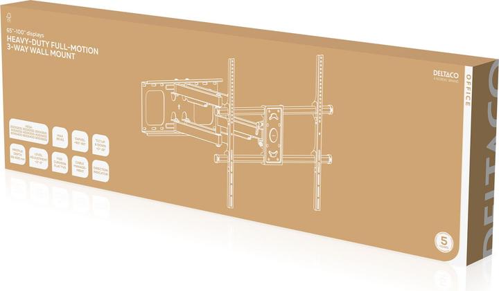 Image du produit Deltaco ARM-0261 Support TV (100") Noir (Mur, 100", 85 kg)