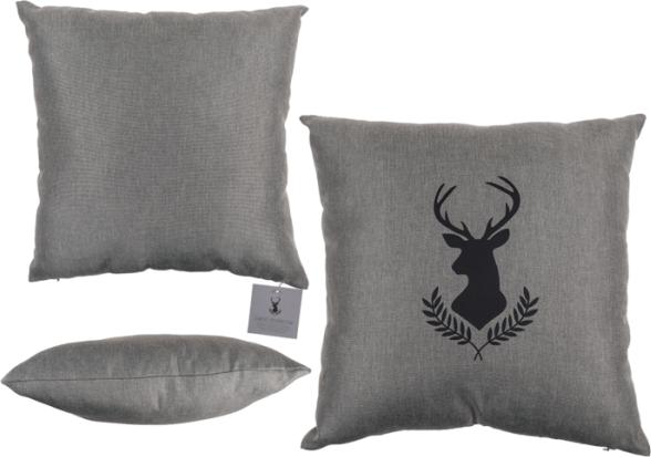 Ootb Déco gris clair coussins, tête de cerf (40 x 40 cm)