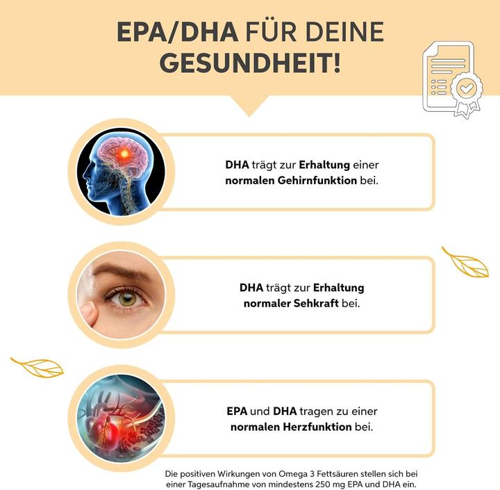 Actual product image Eltabia Omega 3 capsules 500mg fish oil highly dosed 3000mg daily dose with 18% EPA & 12% DHA (200 Piece, Capsules)