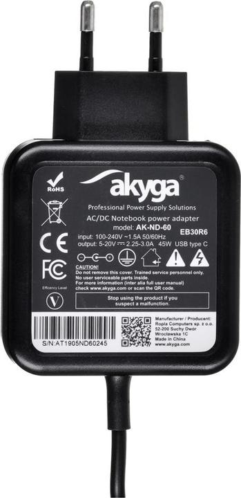 Actual product image Akyga Notebook power supply (45 W)