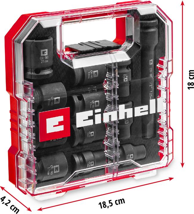 Produktbild Einhell Impact Stecknuss-Set, 109283, 12-teilig (18 mm, 15 mm, 11 mm, 21 mm, 16 mm, 12 mm, 14 mm, 17 mm, 13 mm, 19 mm, 10 mm)