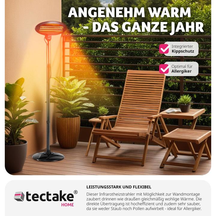 Image du produit tectake Radiateur infrarouge Solaris Monolith 2000W réglable en hauteur (2000 W)