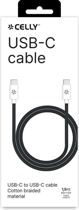 Actual product image Celly Usb-C to Usb-C cable 1.5mt (1.50 m, USB 2.0, 60 W)