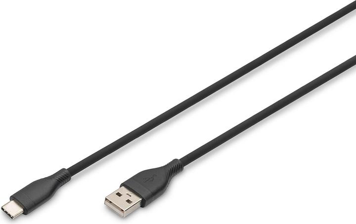 Digitus Cavo di collegamento USB-C in silicone, 0,5 m, nero (0.50 m, USB 2.0)