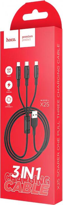 Produktbild Hoco Lightning / USB-C / MicroUSB Soarer X25 schwarz (1 m, USB 3.0)