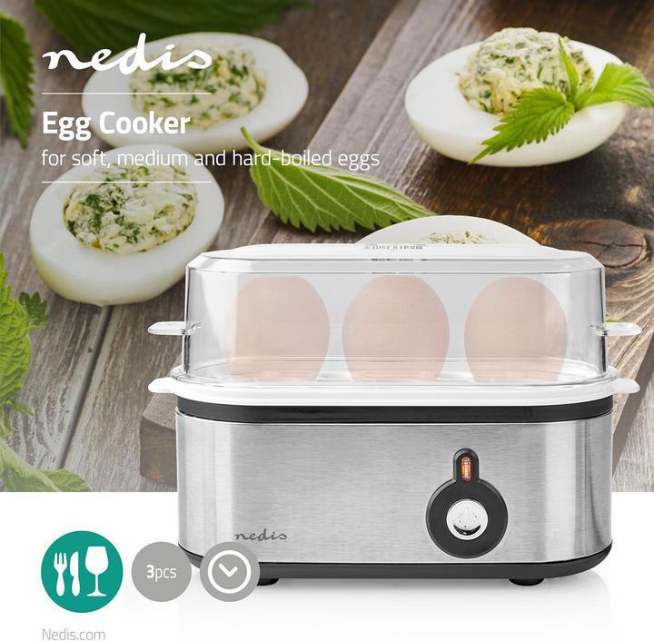Actual product image Nedis Egg boiler - Lid & holder are dishwasher safe - Egg holder with measuring cup - Soft, With (EU plug)