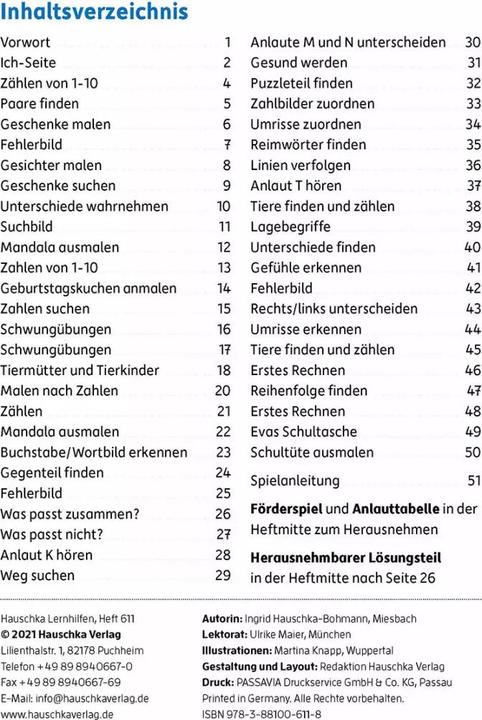 Immagine prodotto Vorschule. Förderung der Schulreife (Tedesco, Ingrid Hauschka-Bohmann, Martina Knapp, 2022)
