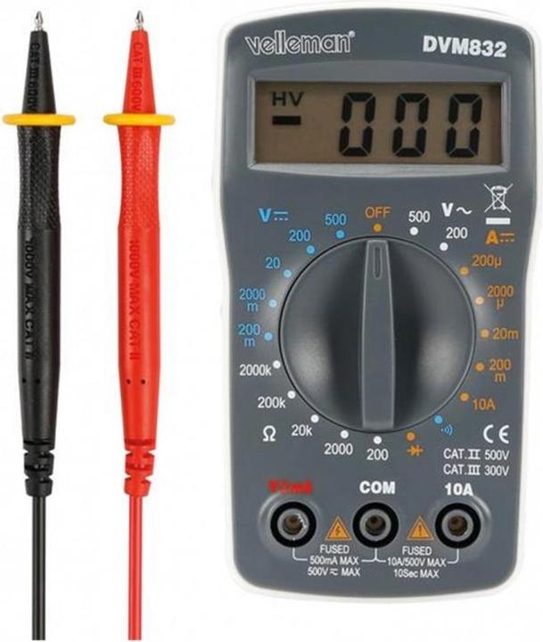 Image du produit Velleman DVM832 Multimètre (CAT II 500V, CAT III 300V)