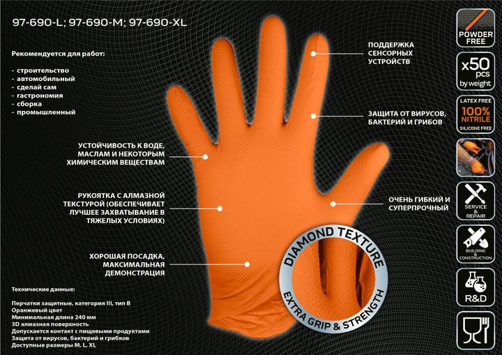 Actual product image Neo Nitrile gloves, orange, 50 pieces, size L (L)
