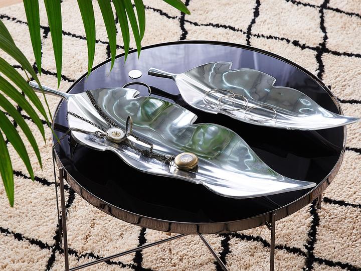 Produktbild Beliani Dekoschale Aluminium silber Blatt 50 cm AMRUS