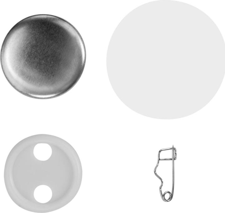 Produktbild Uniprodo Buttonrohlinge 1.000 St. Ansteckbuttons Ø 25mm Buttons Rohlinge Metall Folie PET