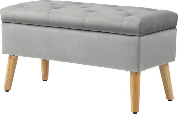 Actual product image Swisshandel24 Sitzbank mit Stauraum, Polsterbank mit Deckel, Bettbank mit Samtoptik Grau (80 cm)
