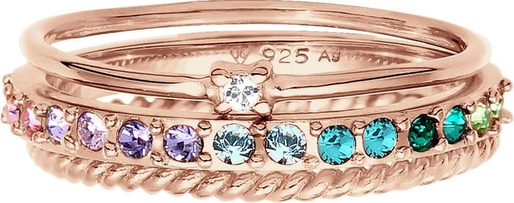 Immagine prodotto Elli Anello di cristallo, multicolore, set di anelli (52, 925 Argento)