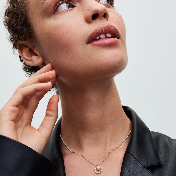 Produktbild Pandora Halskette Treated Freshwater Cultured Pearl & PavÃ© (Sterling Silber 925, 45 cm)