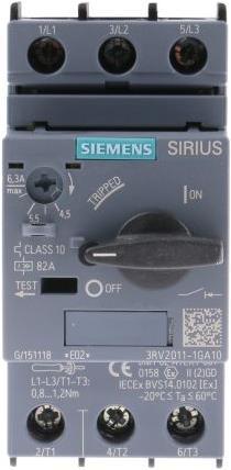 Actual product image Siemens Circuit breaker for motor protection 6.3A
