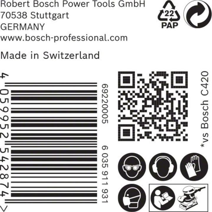 Image du produit Bosch Professional Zubehör Papier abrasif Expert C470 avec 14 trous pour ponceuses vibrantes, 115 x 230 mm, G 320, 50 pcs. (320)
