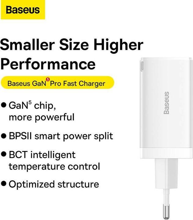 Produktbild Baseus GaN5 Pro Dual USB-C und USB-A Fast Charger (65 W)