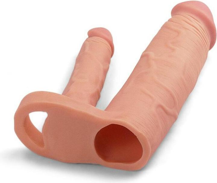 Actual product image Lovetoy Love Toy - Pleasure X Tender Double Penis Sleeve + 5 cm -