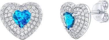 Silvego - Susan Silver Heart Earrings with Genuine Blue Topaz and Brilliance Zirconia MW11360ETS