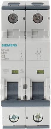 Actual product image Siemens MCB 2 Pole Type C 10kA 2A 400V