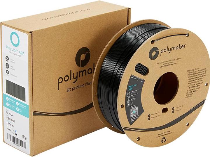 Actual product image Polymaker PolyLite ABS V2 - Black - 1.75mm (ABS, 1.75 mm, 1000 g, Black)