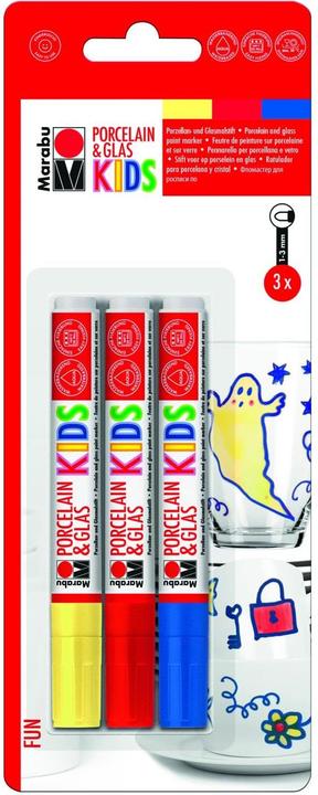 Immagine prodotto Marabu Penna per dipingere porcellana e vetro KIDS (Giallo, Blu, Rosso, 3 mm, 3 x)