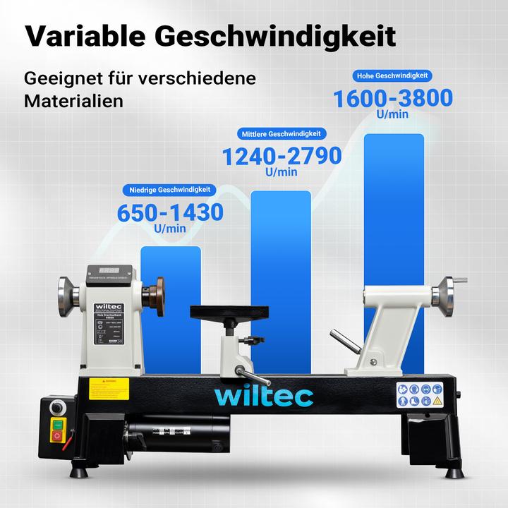 Produktbild Wiltec Drechselbank 550W Drechselmaschine Drehbank Drechsler Holz Dreheisen
