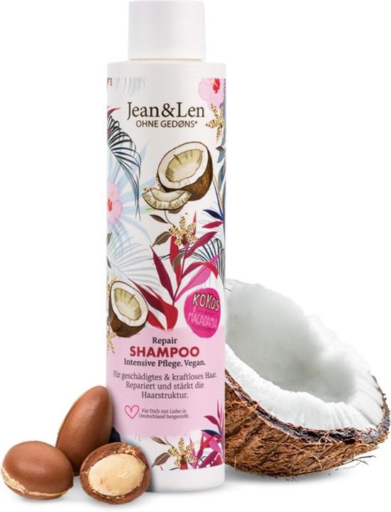 Produktbild Jean & Len Repair Shampoo Kokosöl und Macadamia (300 ml, Flüssiges Shampoo)