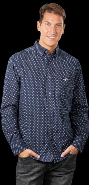 GANT Micro Print Shirt Long Sleeve Marine