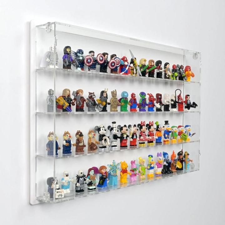 Produktbild iDisplayit Acryl-Wand-Display für 60 LEGO®-Minifiguren (Mit weissem Hintergrund)