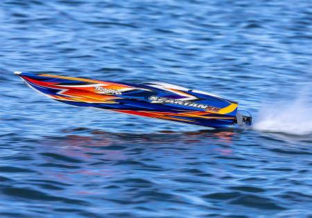 Actual product image Traxxas BOAT SPARTAN SR 1037mm 1:10 EP RTR ORANGE TQi 2.4GHz WITHOUT charger and WITHOUT battery
