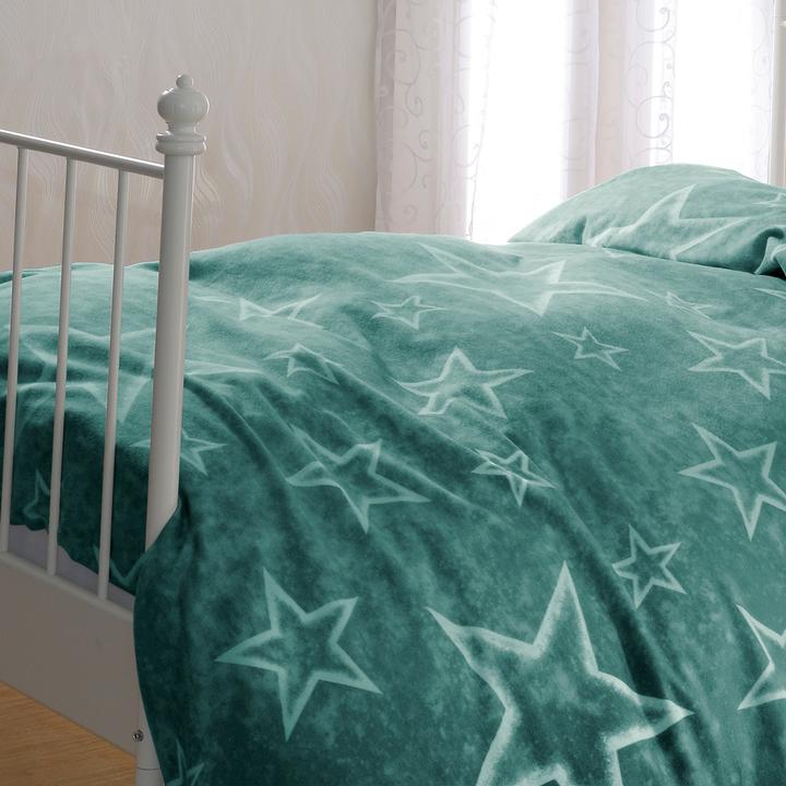 Produktbild BettwarenShop Grüne Sterne (Bettwäsche Set, 155x200 cm + 80x80 cm)
