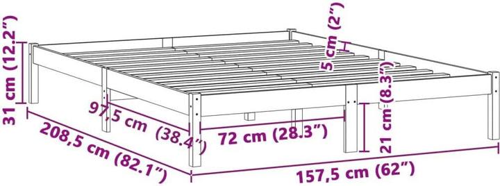 Actual product image VidaXL Bett ohne Matratze Kiefer (193 x 203 cm)