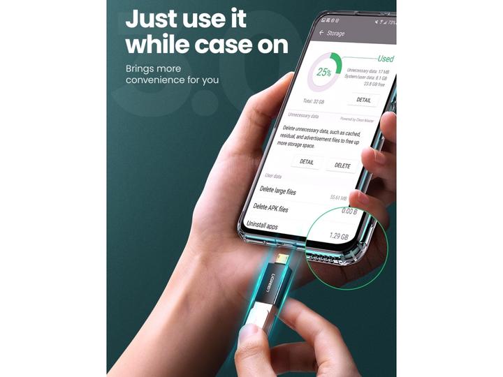 Actual product image Ugreen MicroUSB to USB Adapter OTG On-The-Go (Micro USB, USB)