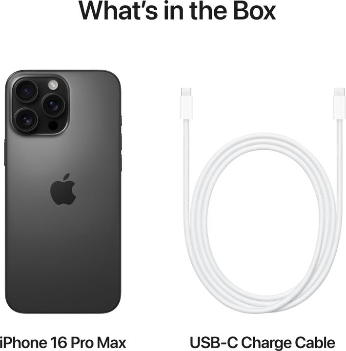 Produktbild Apple iPhone 16 Pro Max (512 GB, Black Titanium, 6.90", SIM + eSIM, 48 Mpx, 5G)