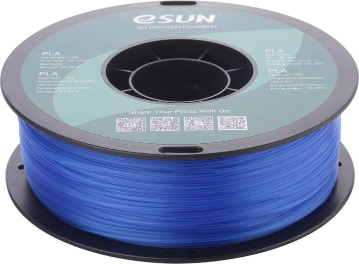 Actual product image eSUN PLA Blue Transparent Filament 1.75mm 1Kg (PLA, 1.75 mm, 1000 g, Blue)
