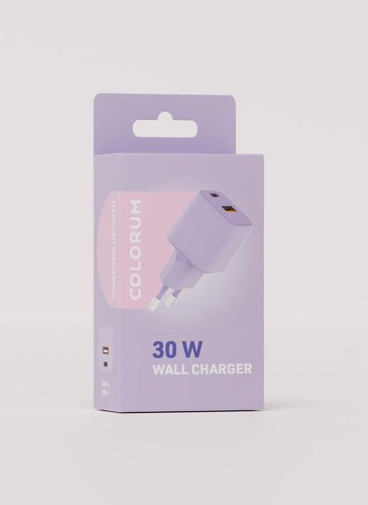 Actual product image Forever COLORUM wall charger USB-A + USB-C PD 30W CLS30-AC-09 xLavenda (30 W)