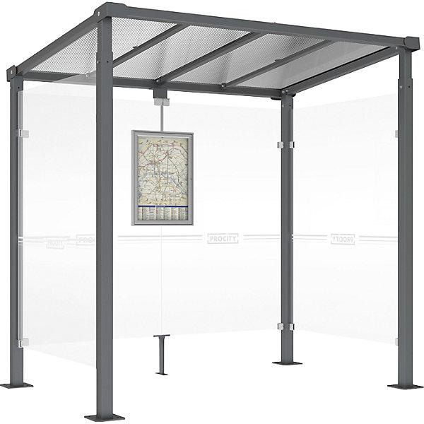 SPL Abri voyageurs MILANO, avec 2 parois latérales, largeur 2520 mm, anthracite.
