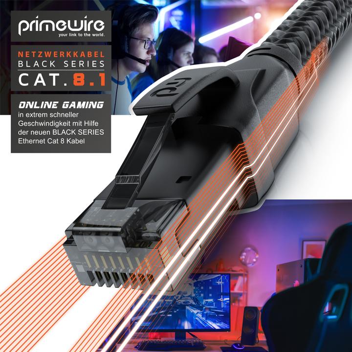 Actual product image Primewire Network cable CAT.8, RJ-45, Ethernet, patch cable CAT 8, Gigabit Ethernet 40 Gbit/s S/FTP LAN cable (S/FTP, CAT8.1, 0.25 m)