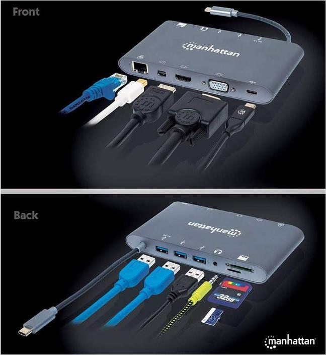 Produktbild Manhattan SuperSpeed USB-C to 7-in-1 Docking Station (Docking Port, 1 Ports)