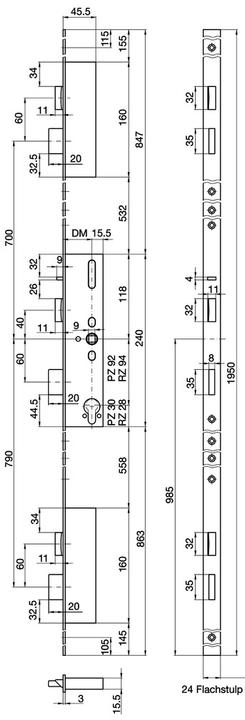 Actual product image MSL Panic multipoint locking devices FlipLock 24544PE-SV-TF
