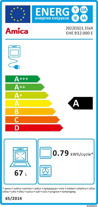 Energie-Label Amica Herd-Set, Massekochfeld EHE 932 000 E