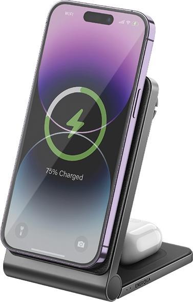 Produktbild Energea MagTrio składana ład. indukcyjna 3w1 15W Fast Charging szary/gunmetal MagSafe (15 W)