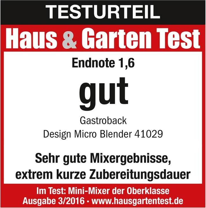 Actual product image Gastroback Design Micro Blender (CH plug, 1000 W)